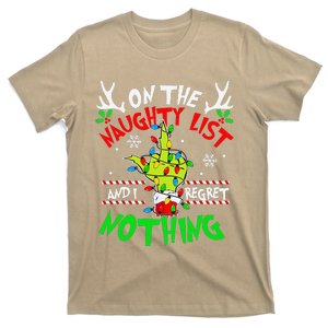 Funny On The List Of Naughty And I Regret Nothing Christmas T-Shirt