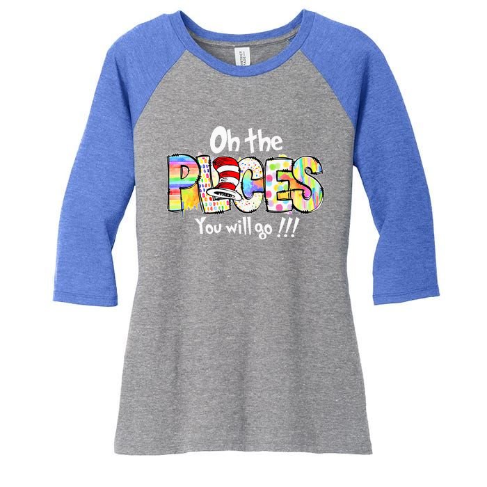 Funny Oh The Places Youll Go When You Read Women's Tri-Blend 3/4-Sleeve Raglan Shirt