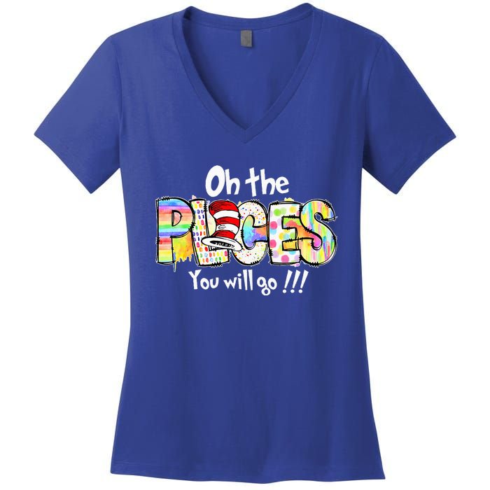 Funny Oh The Places Youll Go When You Read Women's V-Neck T-Shirt