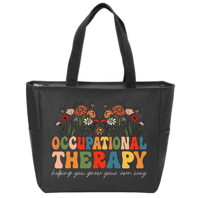 Floral Occupational Therapy Wildflowers Occupational Therapy Zip Tote Bag