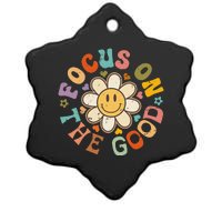 Focus On The Good Inspirational Motivational Positive Quote Ceramic Star Ornament