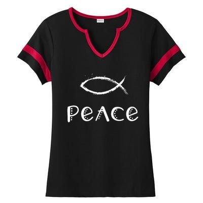 Fruit Of The Spirit Galatians Verse Christian Peace Ladies Halftime Notch Neck Tee