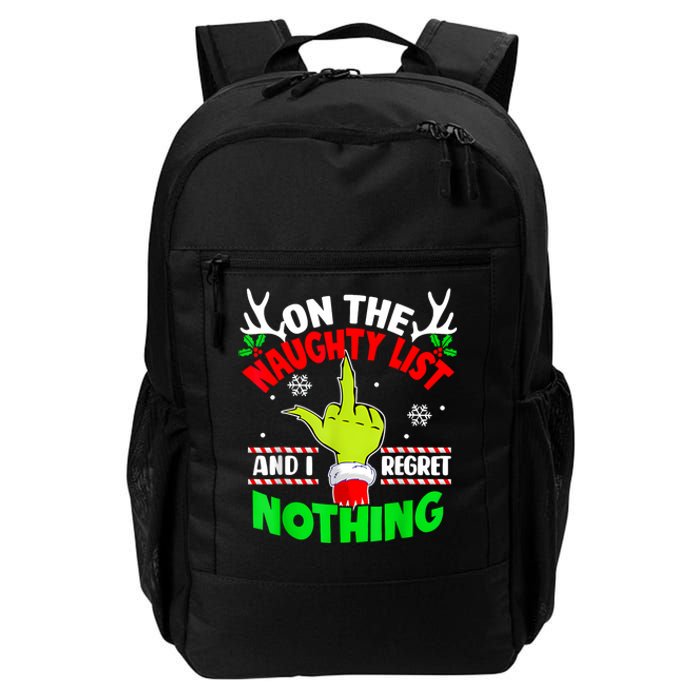 Funny On The List Of Naughty And I Regret Nothing Christmas Daily Commute Backpack