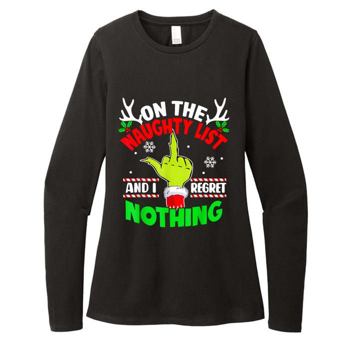 Funny On The List Of Naughty And I Regret Nothing Christmas Womens CVC Long Sleeve Shirt