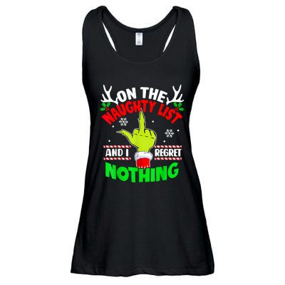 Funny On The List Of Naughty And I Regret Nothing Christmas Ladies Essential Flowy Tank