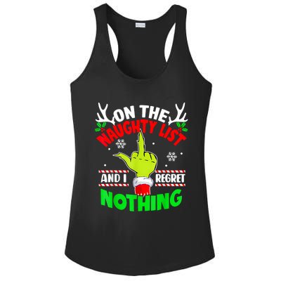 Funny On The List Of Naughty And I Regret Nothing Christmas Ladies PosiCharge Competitor Racerback Tank