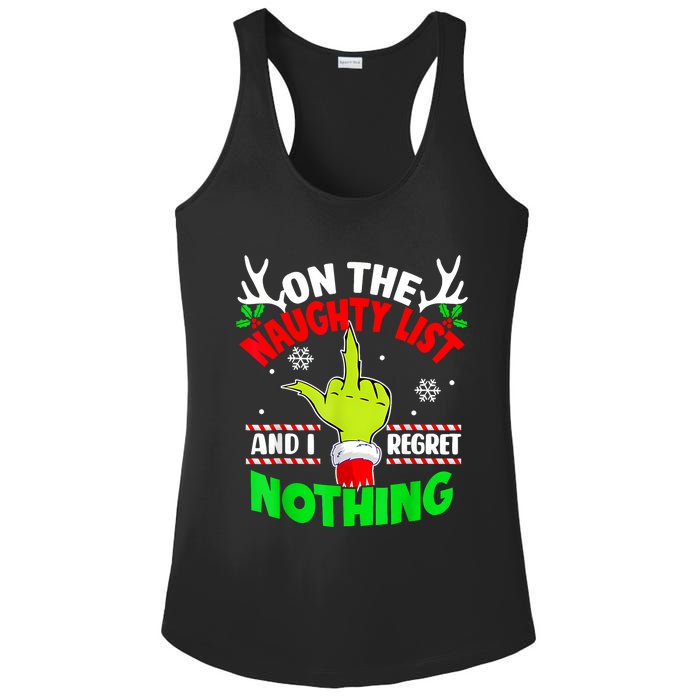 Funny On The List Of Naughty And I Regret Nothing Christmas Ladies PosiCharge Competitor Racerback Tank