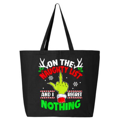 Funny On The List Of Naughty And I Regret Nothing Christmas 25L Jumbo Tote