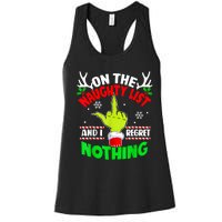 Funny On The List Of Naughty And I Regret Nothing Christmas Women's Racerback Tank