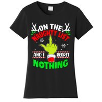 Funny On The List Of Naughty And I Regret Nothing Christmas Women's T-Shirt