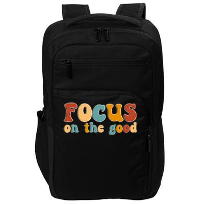 Focus On The Good Retro Quote Impact Tech Backpack