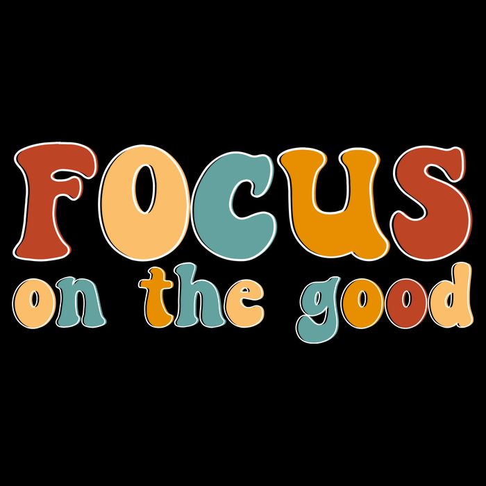 Focus On The Good Retro Quote Drawstring Bag