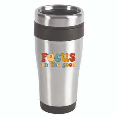 Focus On The Good Retro Quote 16oz Travel Tumbler