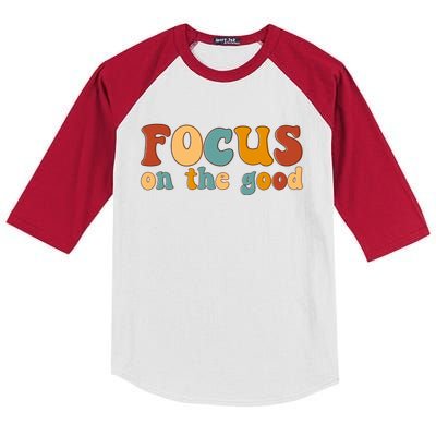 Focus On The Good Retro Quote Kids Colorblock Raglan Jersey