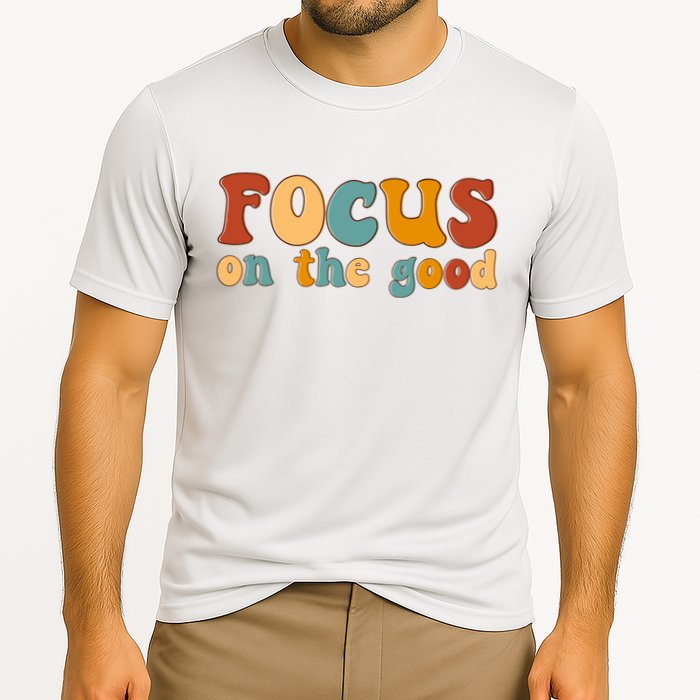 Focus On The Good Retro Quote Cooling Performance Crew T-Shirt