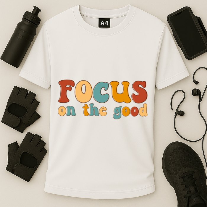 Focus On The Good Retro Quote Cooling Performance Crew T-Shirt
