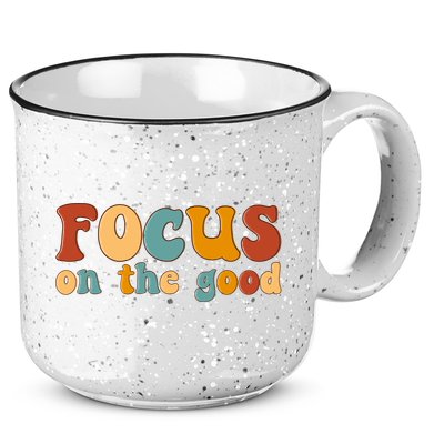 Focus On The Good Retro Quote 15oz Campfire Ceramic Mug