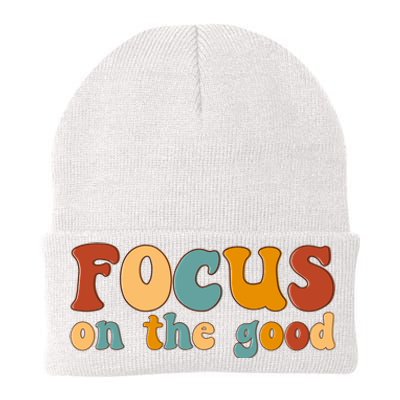 Focus On The Good Retro Quote Knit Cap Winter Beanie