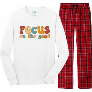 Focus On The Good Retro Quote Long Sleeve Pajama Set