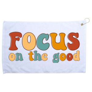 Focus On The Good Retro Quote Grommeted Golf Towel