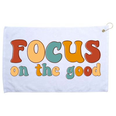 Focus On The Good Retro Quote Grommeted Golf Towel