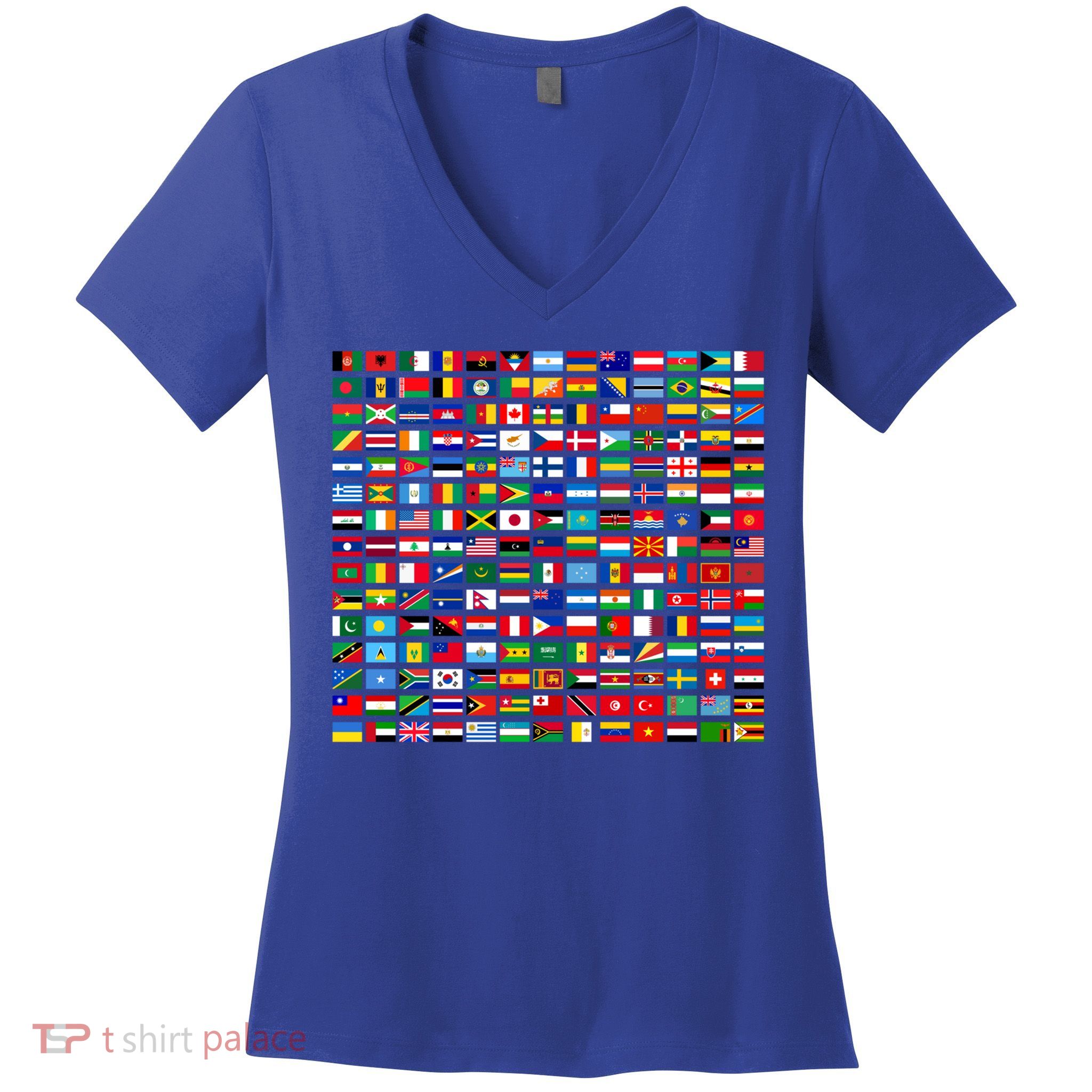 Flags Of The Countries Of The World Graphic Cool Designs Meaningful Gift Women's V-Neck T-Shirt