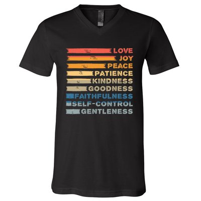 Fruit Of The Spirit Christian Bible Verse Love Joy Peace V-Neck T-Shirt