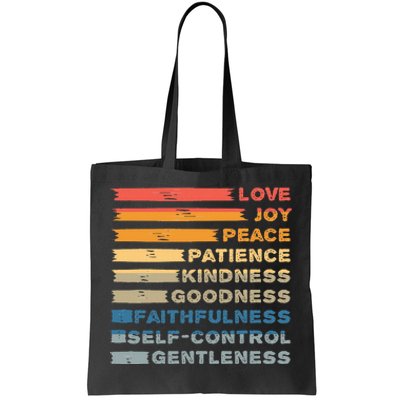 Fruit Of The Spirit Christian Bible Verse Love Joy Peace Tote Bag