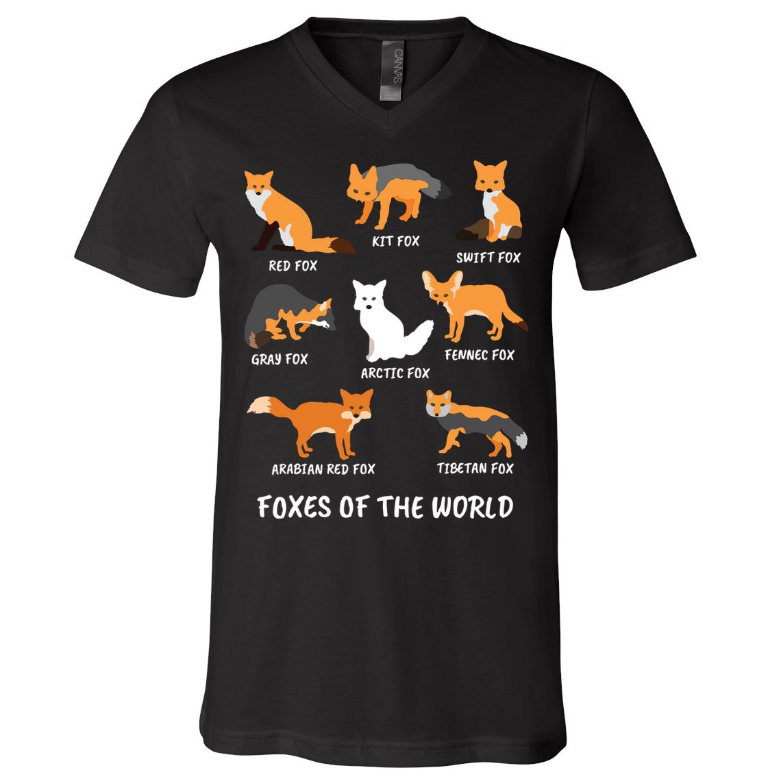 Foxes Of The World Fox Lover V-Neck T-Shirt