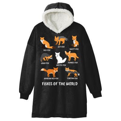 Foxes Of The World Fox Lover Hooded Wearable Blanket