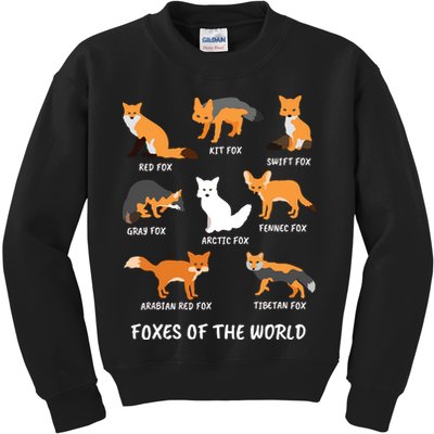 Foxes Of The World Fox Lover Kids Sweatshirt