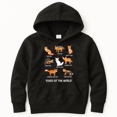 Foxes Of The World Fox Lover Kids Hoodie