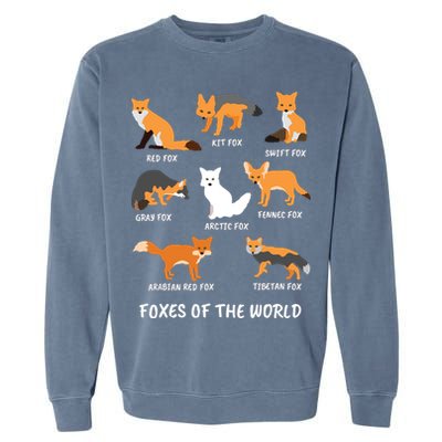 Foxes Of The World Fox Lover Garment-Dyed Sweatshirt