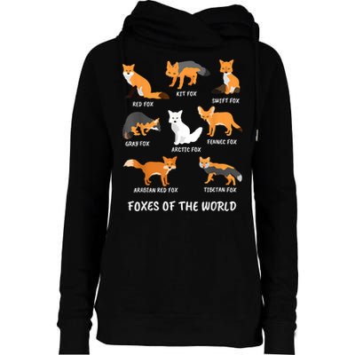 Foxes Of The World Fox Lover Gift Womens Funnel Neck Pullover Hood