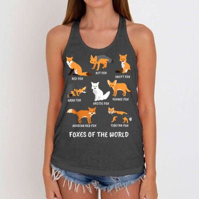Foxes Of The World Fox Lover Gift Women's Knotted Racerback Tank