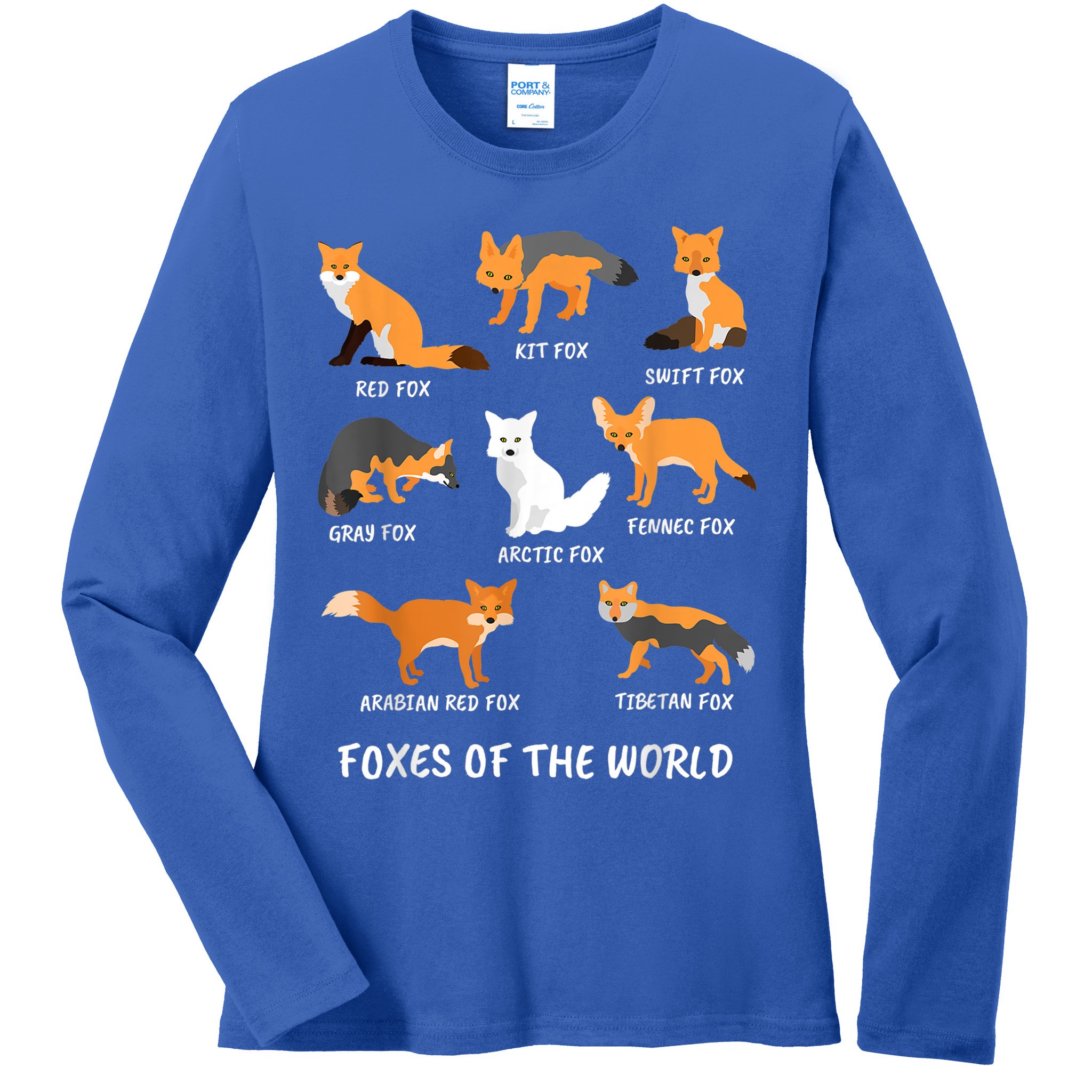 Foxes Of The World Fox Lover Gift Ladies Long Sleeve Shirt