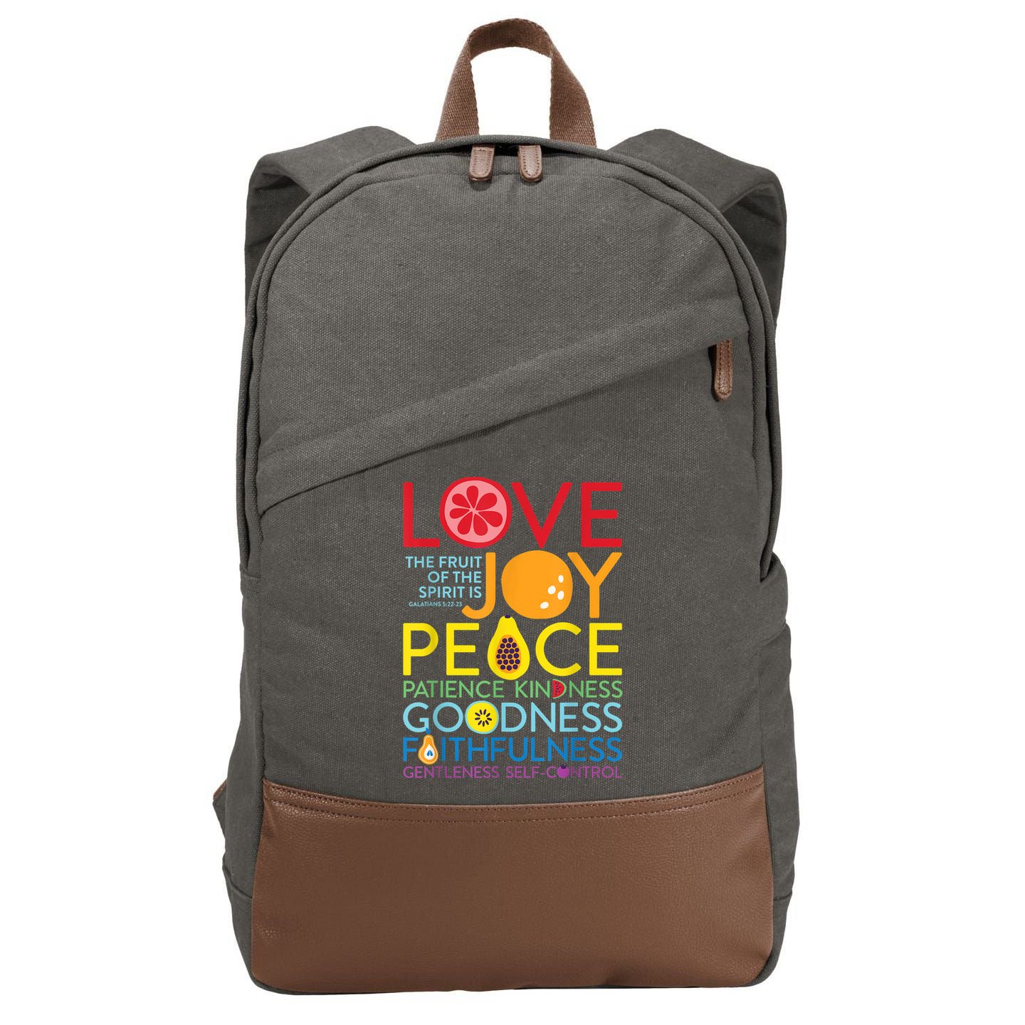Fruit Of The Spirit Galatians Cotton Canvas Backpack