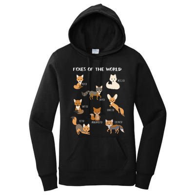 Foxes Of The World Funny Fox Animals Educational Women's Pullover Hoodie