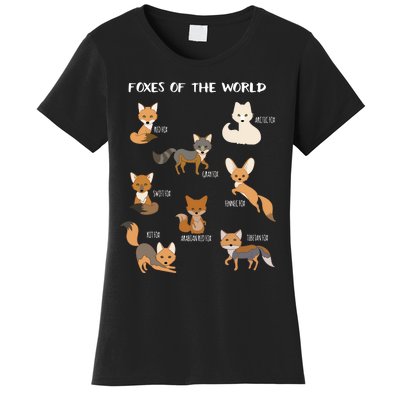 Foxes Of The World Funny Fox Animals Educational Women's T-Shirt