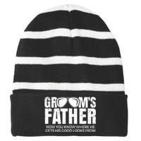 Father Of The Groom Wedding Costume GroomS Father Striped Beanie with Solid Band