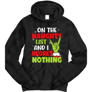 Funny On The List Of Naughty And I Regret Nothing Christmas Tie Dye Hoodie