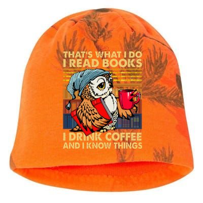 Funny Owl Thats What I Do I Read Books I Drink Coffee Kati - Camo Knit Beanie