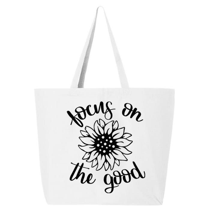 Focus On The Good Inspirational Positivity Quote Sunflower 25L Jumbo Tote