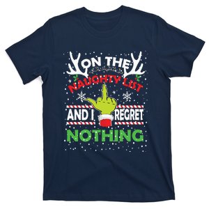 Funny On The List Of Naughty And I Regret Nothing Christmas T-Shirt