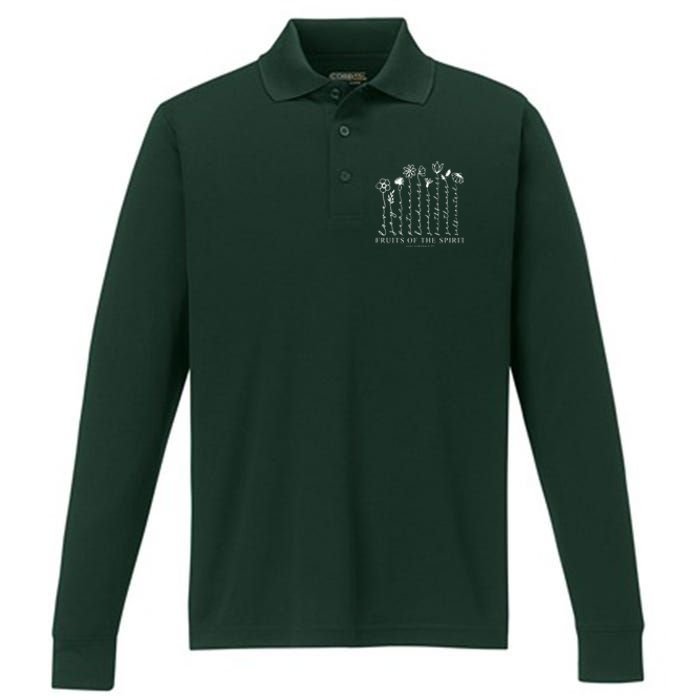 Fruits Of The Spirit Christian Floral Performance Long Sleeve Polo