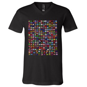 Flags Of The Countries Of The World 287 Flag International V-Neck T-Shirt