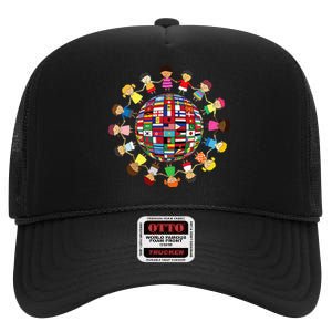 Flags Of The World Cultural Diversity Around The Globe High Crown Mesh Back Trucker Hat