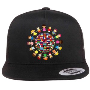 Flags Of The World Cultural Diversity Around The Globe Flat Bill Trucker Hat