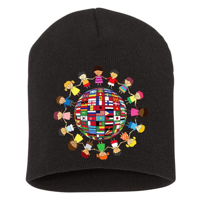 Flags Of The World Cultural Diversity Around The Globe Short Acrylic Beanie