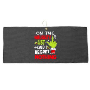 Funny On The List Of Naughty And I Regret Nothing Christmas Large Microfiber Waffle Golf Towel